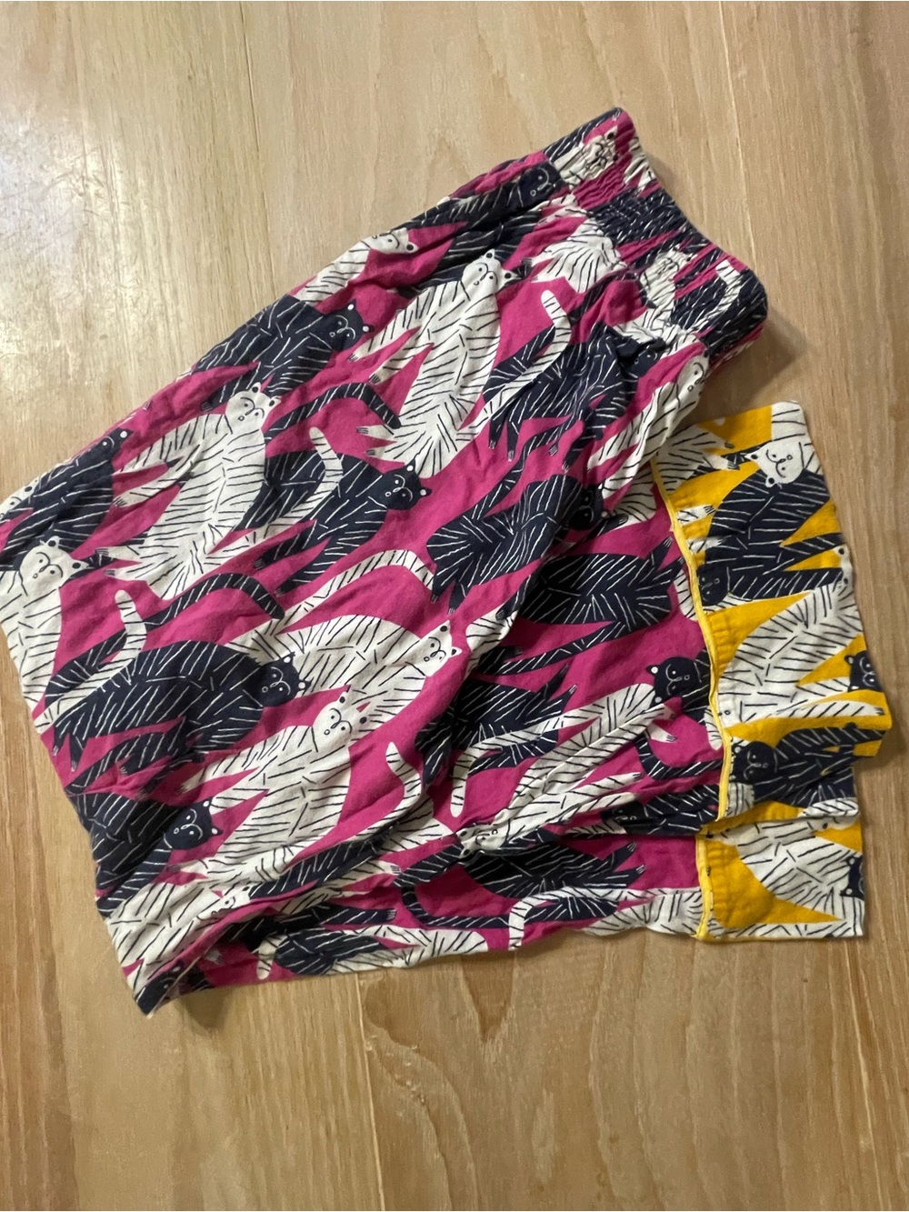 Anthropologie Floral & Stripe Elastic-Waist Shorts - Hot Pink, Navy & Cream